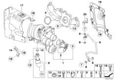 Турбонагнетатель со смазкой для BMW R56 Cooper S N14 (схема запасных частей)