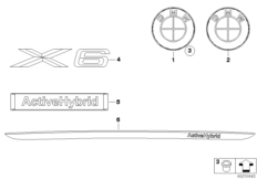 Эмблемы / надписи для BMW E72 Hybrid X6 N63 (схема запасных частей)