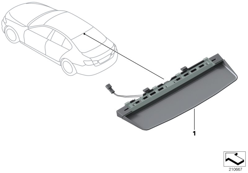 Третий фонарь стоп-сигнала для BMW F10 528i N20 (схема запчастей)