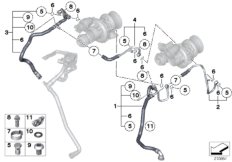 Система охлаждения-турбонагнетатель для BMW F04 Hybrid 7L N63 (схема запасных частей)