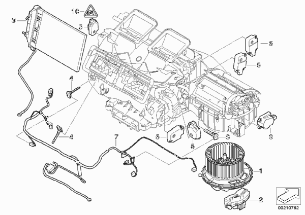 Электрические детали кондиционера для BMW E88 135i N55 (схема запчастей)