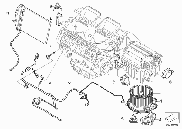 Электрические детали отопителя для BMW E87 120i N46 (схема запчастей)
