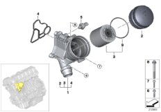 Смазочная система-масляный фильтр для BMW E93N 328i N51 (схема запасных частей)