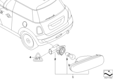Задний противотуманный фонарь для BMW R56 Coop.S JCW N14 (схема запасных частей)