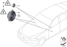Детали системы HiFi на Пд двери для BMW F11 520i N20 (схема запасных частей)