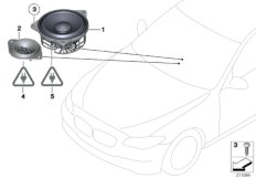 Детали панели приборов Top/HiFi для BMW F11 530d N57N (схема запасных частей)