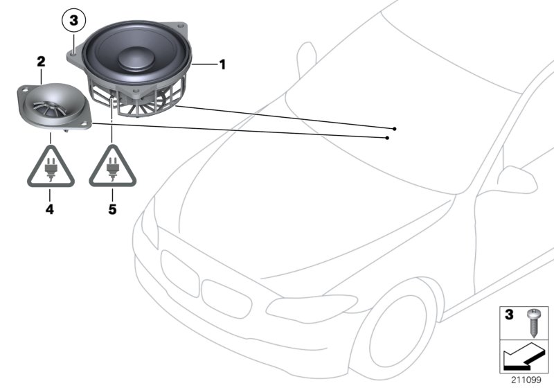 Детали панели приборов Top/HiFi для BMW F10 520i N20 (схема запчастей)