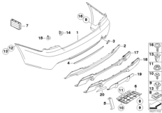 Облицовка M Зд для BMW E92 330i N53 (схема запасных частей)