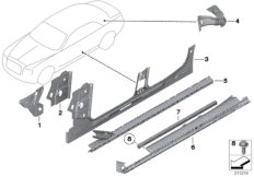 Детали бокового каркаса для BMW RR4 Ghost N74R (схема запасных частей)