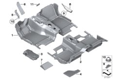облицовка днища для BMW F01N 730i N52N (схема запасных частей)