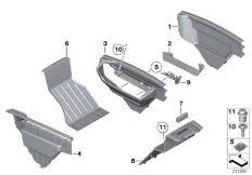 Отделения для мелк.вещ.в центр.консоли для BMW F07N 550iX 4.0 N63N (схема запасных частей)