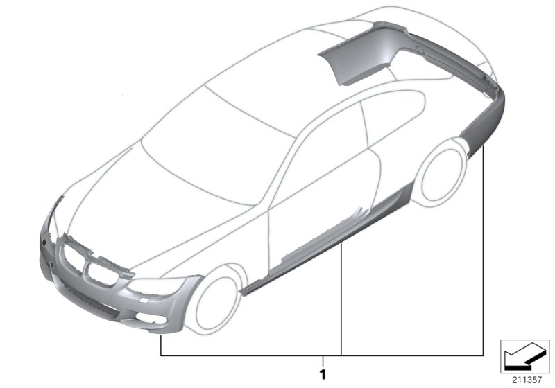 К-т доосн.аэродинамическим к-том в M-ст. для BMW E93N 320i N46N (схема запчастей)