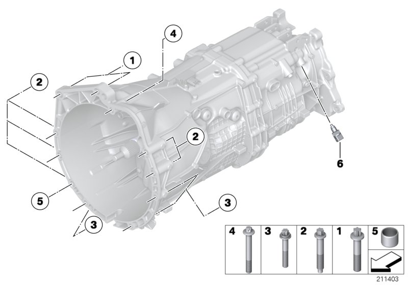 Дополнительные элементы КПП/крепление для BMW E91N 335xi N55 (схема запчастей)