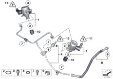 Насос высокого давления/трубопроводы для BMW RR4 Ghost N74R (схема запасных частей)