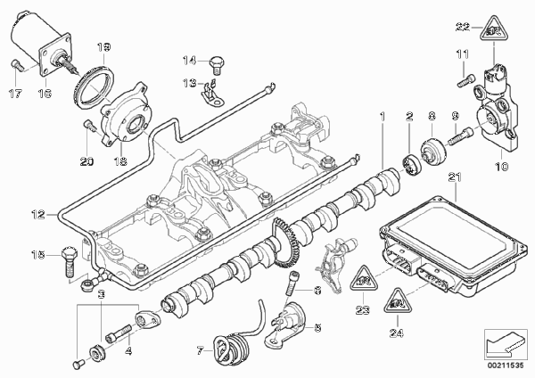 Эксц.вал мех.упр.газораспред,с/двигатель для BMW E65 745i N62 (схема запчастей)