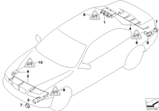 Сигнализация авар.сближен.при парк.(PDC) для BMW E61N 535d M57N2 (схема запасных частей)