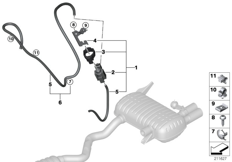 Вакуумное управление заслонкой глушителя для BMW E93 330i N53 (схема запчастей)