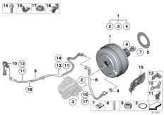 Вакуумный усилитель тормозов для BMW E90N 325xi N53 (схема запасных частей)