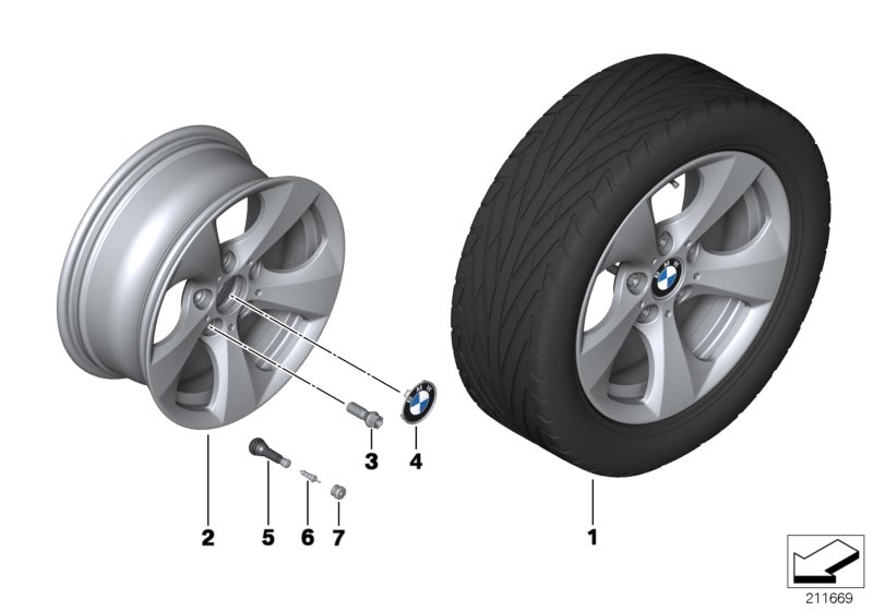 Л/с диск BMW Streamline диз.306- 16'' для BMW F30 316d B47 (схема запчастей)