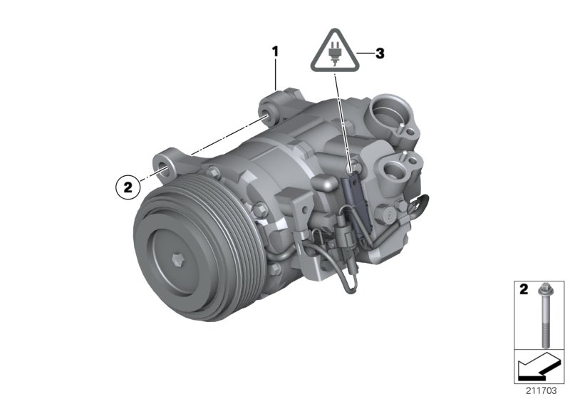 Compressore climatiz. - Ricambi Usati для BMW F11 525dX N47S1 (схема запчастей)