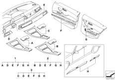 К-т доосн.самокл.накладками для салона для BMW E91 330i N52N (схема запасных частей)