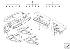 К-т доосн.самокл.накладками для салона для BMW E91 325xi N52N (схема запасных частей)