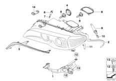 Детали фары для BMW E46 316Ci N40 (схема запасных частей)