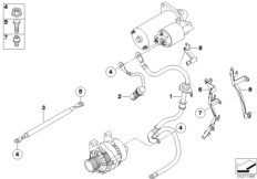 Провод стартера для BMW E92N 325d N57 (схема запасных частей)