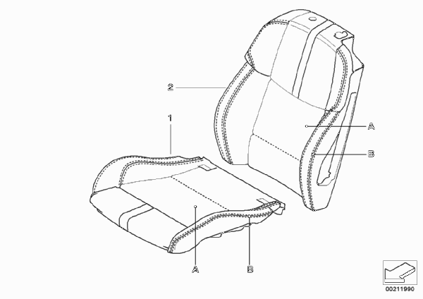 Инд. обивка спортивного сиденья Пд для BMW E93N M3 S65 (схема запчастей)