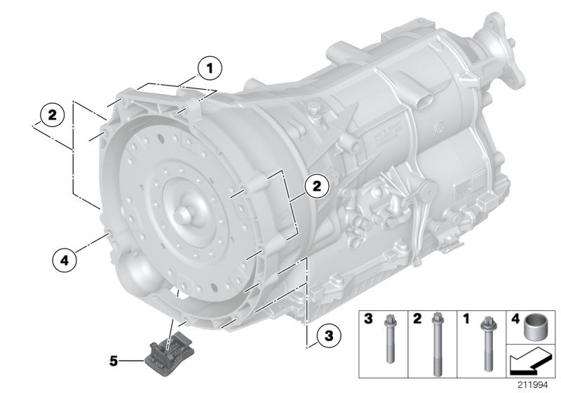 Крепление/дополнит.элементы КПП для BMW F11 525d N57 (схема запчастей)