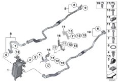 Теплообменник/трубопровод радиатора КПП для BMW F11 530i N53 (схема запасных частей)