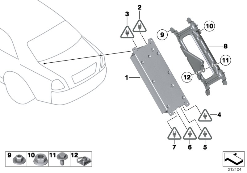 Детали SA 633 в багажном отделении для BMW RR4 Ghost EWB N74R (схема запчастей)