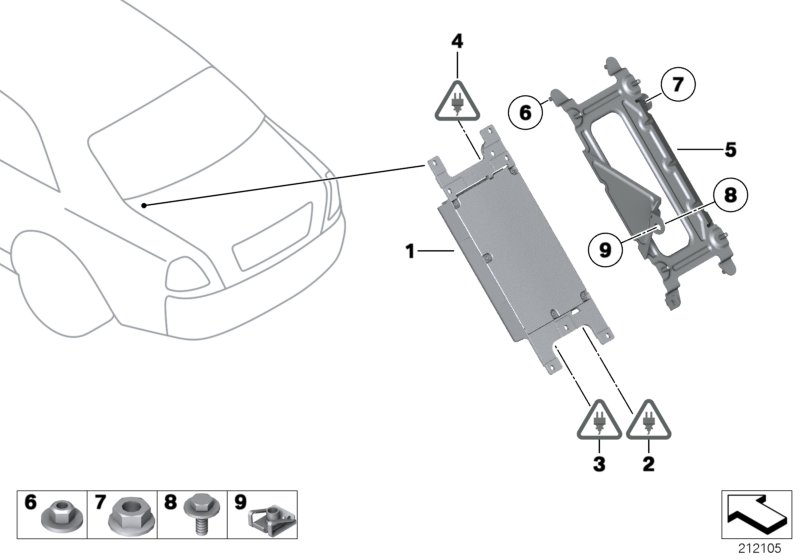 Детали SA 644 в багажнике для BMW RR4 Ghost N74R (схема запчастей)