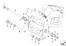 Подшипники кач.рычага заднего колеса для BMW K46 S 1000 RR 10 (0507,0517) 0 (схема запасных частей)