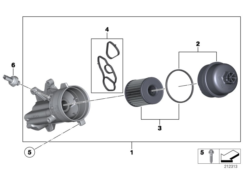 Смазочная система-масляный фильтр для BMW R55N Cooper N16 (схема запчастей)