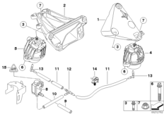 Подвеска двигателя для BMW E90N 325d N57 (схема запасных частей)