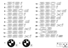Эмблемы / надписи для BMW E92 320xd N47 (схема запасных частей)