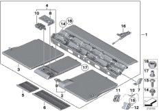 Визуальная защита багажного отделения для BMW F07 535iX N55 (схема запасных частей)