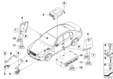 Электрические детали НПБ для BMW E61 530xd M57N2 (схема запасных частей)