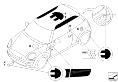 Декоративная полоса для BMW R56N One N16 (схема запасных частей)