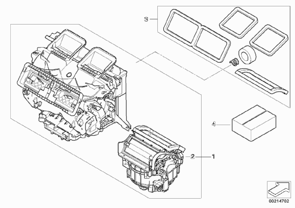 Детали корпуса автом.кондиционера Valeo для BMW E81 116i 1.6 N43 (схема запчастей)