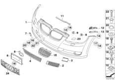 Облицовка Пд для BMW E93 320i N46N (схема запасных частей)