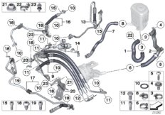 Трубопр.гидроус.рул.упр./Dynamic Drive для BMW F11 550i N63 (схема запасных частей)