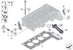 Головка блока цилиндров-доп.элементы для BMW F20 118d N47N (схема запасных частей)