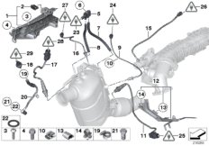 Датчики саж. фильтра/дополн.элементы для BMW F30N 320d N47N (схема запасных частей)