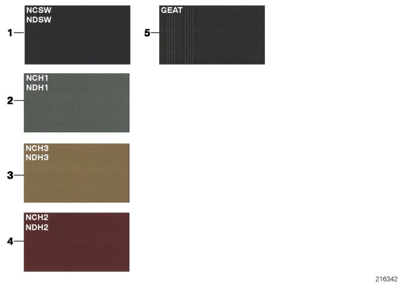 Страница с образцами, цвета обивки для BMW E92N M3 S65 (схема запчастей)