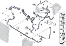 Водяной шланг системы охлаждения для BMW E70N X5 30dX N57 (схема запасных частей)