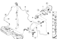 Фильтр с акт.углем/вентил.с.подачи топл. для BMW E92 M3 S65 (схема запасных частей)