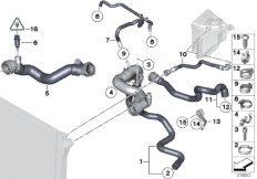 Водяной шланг системы охлаждения для BMW F04 Hybrid 7L N63 (схема запасных частей)