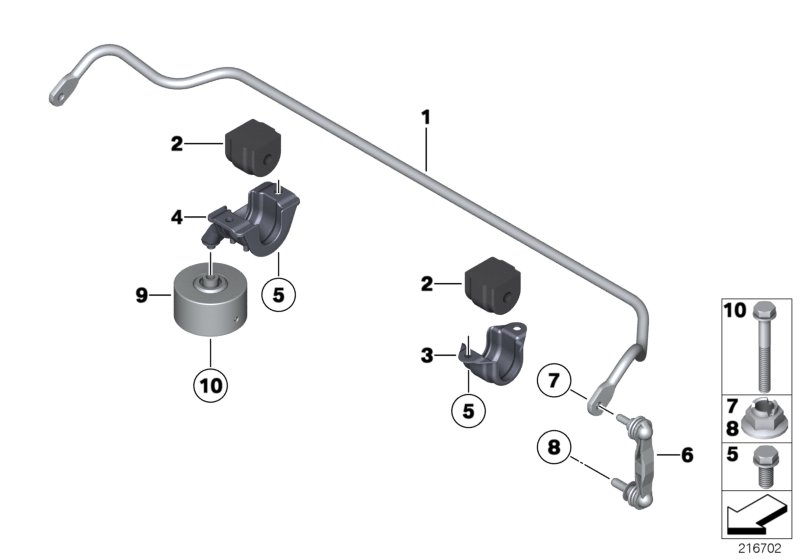 стабилизатор задний для BMW F13N 650i N63N (схема запчастей)